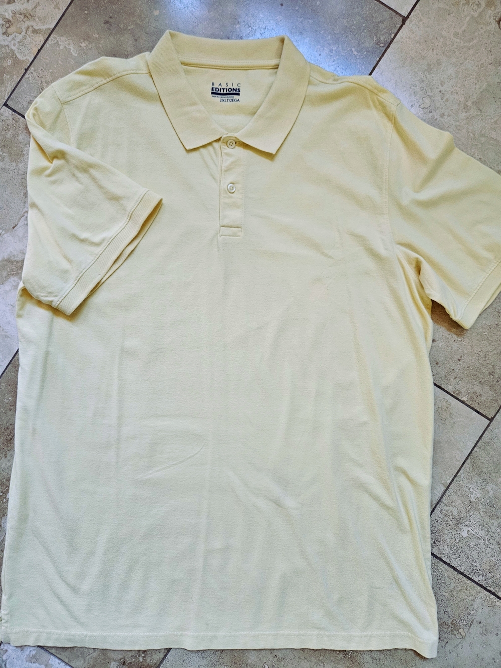 Basic Editions Men's Short Sleeve Polo Shirt - Pale Yellow